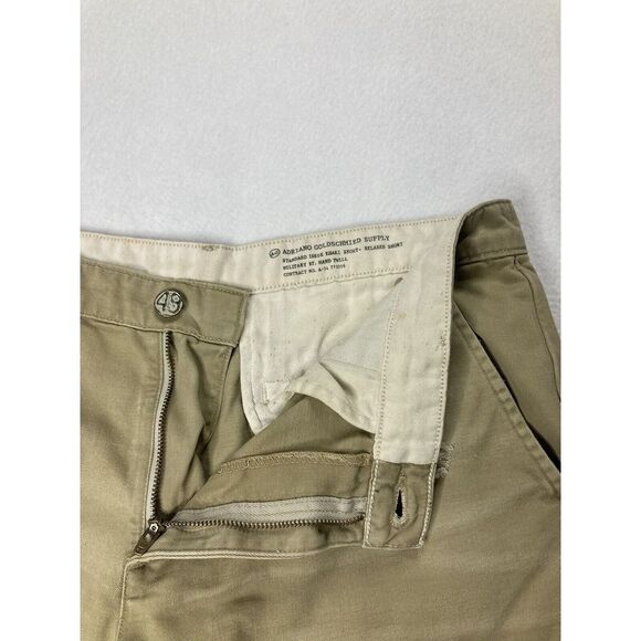 Adriano Goldschmied Khaki Distressed Chino Flat Front Relaxed Fit Short Mens 31 - Picture 3 of 11